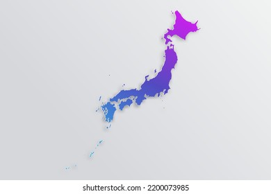 Japan Map - World map International vector template with 3D, paper style including shadow and Gradient blue, purple color on grey background for design, infographic - Vector illustration eps 10