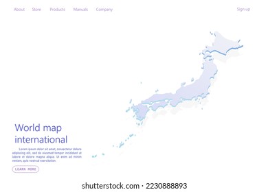 Japan Map - World map International vector template with isometric style including shadow, purple and blue color isolated on white background for design, website - Vector illustration eps 10