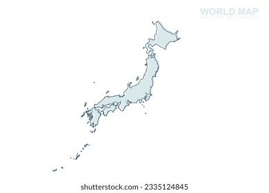 Japan Map - World map International vector template with blue stork line and blue geometric shapes isolated on white background for design, infographic, website - Vector illustration eps 10