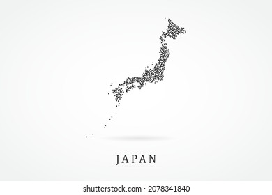 Japan Map - World map vector template with Black grid on white background  for education, infographic, design, website, banner - Vector illustration eps 10