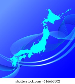 Japan Map,Blue Flow