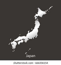 Japan map,border with chrome,metal shine gradient. Vector illustration