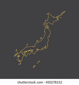 Japan map,outline,stroke,line style