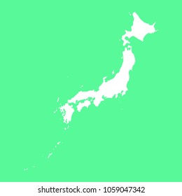 Japan map-White map on green background. Each city and border has separately. Vector illustration eps 10.