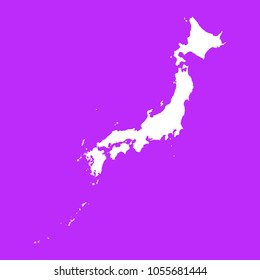 Japan map-White map on purple background. Each city and border has separately. Vector illustration eps 10.