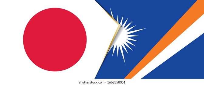 Japan and Marshall Islands flags, two vector flags symbol of relationship or confrontation.