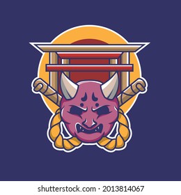 Japan mask oni is inspired by Japanese masks. This illustration can be used for printing needs for stickers, logos and more