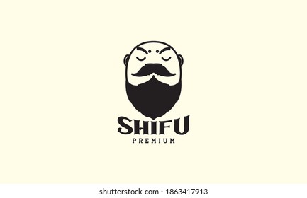 japan master with beard face logo vector icon design illustration
