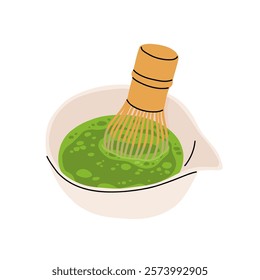 Japan matcha cocktails. Icon of matcha drinks with latte , frappuccino, mojito, lemonade and coffee tonic. Green iced matcha latte in various cups. Flat cartoon vector illustration