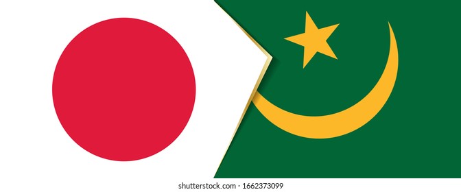 Japan and Mauritania flags, two vector flags symbol of relationship or confrontation.