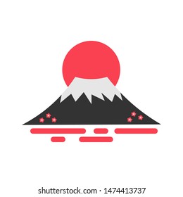 Japan minimal illustration Beautiful minimal design of Japanese nature landscape vector Design