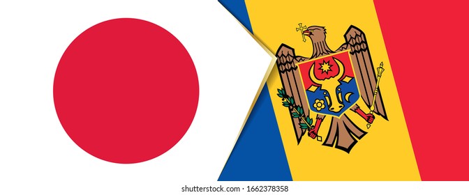 Japan and Moldova flags, two vector flags symbol of relationship or confrontation.