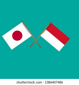 Japan and Monaco crossed flags.Language learning or travel concept