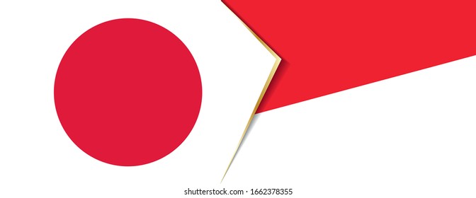 Japan and Monaco flags, two vector flags symbol of relationship or confrontation.