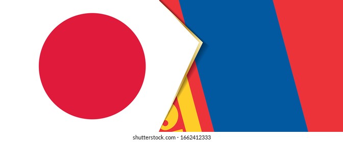 Japan and Mongolia flags, two vector flags symbol of relationship or confrontation.
