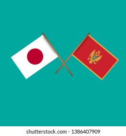 Japan and Montenegro crossed flags.Language learning or travel concept