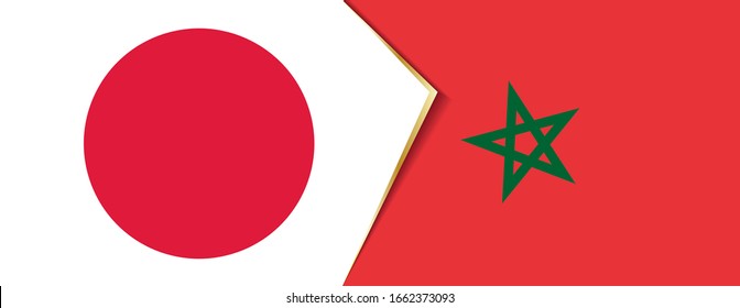 Japan and Morocco flags, two vector flags symbol of relationship or confrontation.