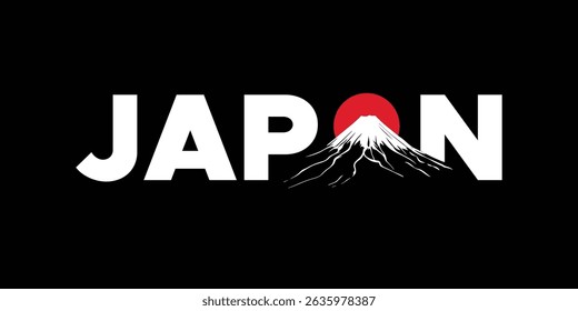 Japan Mount Fuji Red Sun modern style vector illustration design for fashion graphics, t-shirts, prints, posters, gifts, stickers