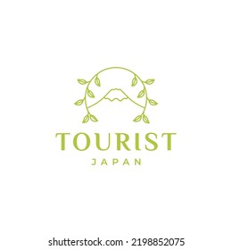 japan mountain with leaf logo design