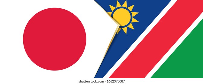 Japan and Namibia flags, two vector flags symbol of relationship or confrontation.