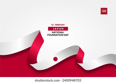 japan national day 11th february with wavy flag background.