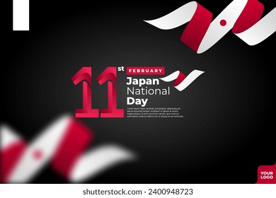 japan national day 11th february with wavy flag background.