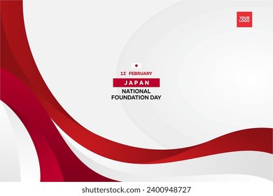 japan national day 11th february with wavy flag background.