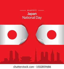 Japan national day vector template. Design for banner, greeting cards or print.