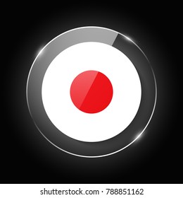 Japan national flag. Application Language Symbol. Country of manufacture icon. Round glossy isolated vector icon with national flag button on glow background. Symbol of nation for infographics, web.