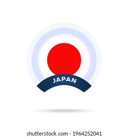 Japan National Flag Circle Button Icon. Einfache Flagge, offizielle Farben und Proportion korrekt. Flache Vektorgrafik.