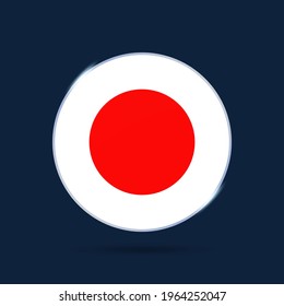 Japan national flag Circle button Icon. Simple flag, official colors and proportion correctly. Flat vector illustration.