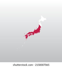 Japan national flag in country map silhouette