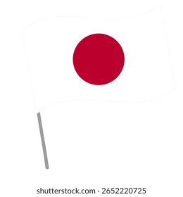 Bandeira nacional do Japão flutua com mastro