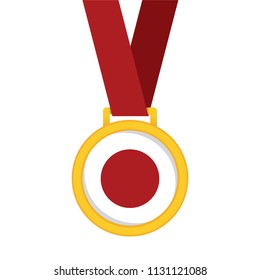 Japan national flag gold first place winners medal.