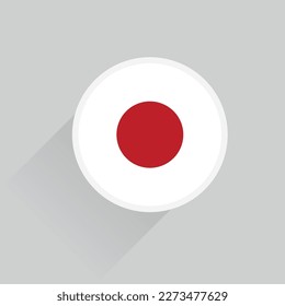Diseño de icono del vector de bandera nacional de Japón 3d, botón de bandera nacional de japón, día de la independencia de japón