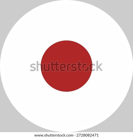 Japan National Flag Vector Illustration in Circle Shape, High Quality Design