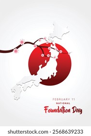 Japan National Foundation Day February 11 vector poster