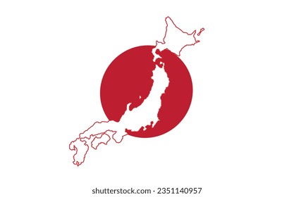 Japan national official map flag symbol, banner vector illustration. 