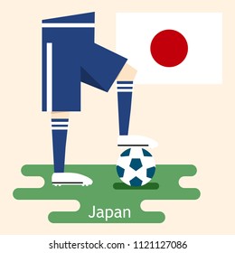Japan, national soccer Jerseys and flag, flat design