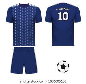 Japan national soccer team shirt in generic country colors for fan apparel
