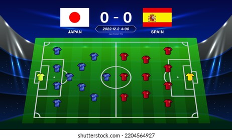 Japan national soccer team and Spain national team formation forecast background vector image illustration material