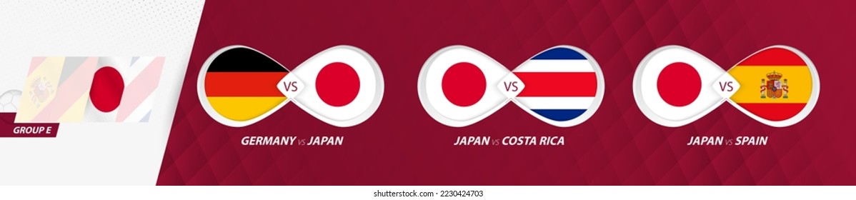 Japan national team matches in group E, football competition 2022, all games icon in group stage.