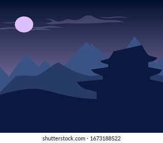Japan Nature Vector Art Illustration