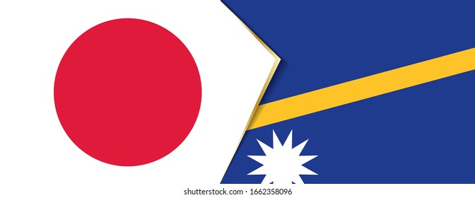 Japan and Nauru flags, two vector flags symbol of relationship or confrontation.