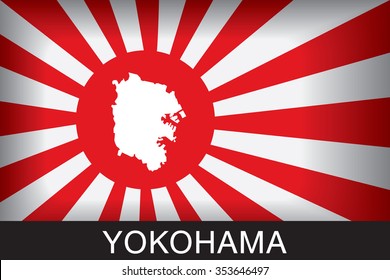 Japan Navy Flag
A Navy Flag Japan with background and message, YOKOHAMA and map, vector art image illustration