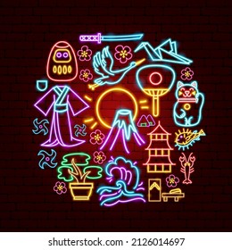 Japan Neon Concept. Vector Illustration of Asia
Promotion.