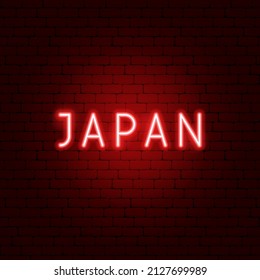 Japan Neon Text. Vector Illustration of Country Promotion.