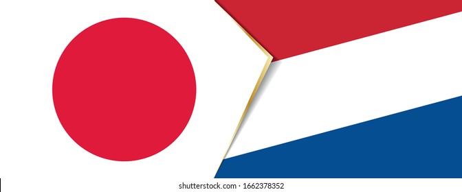 Japan and Netherlands flags, two vector flags symbol of relationship or confrontation.
