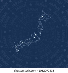 Japan network style country map. Neat space style, modern design for infographics or presentation.