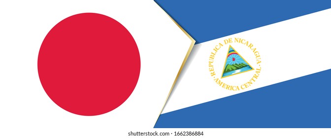 Japan and Nicaragua flags, two vector flags symbol of relationship or confrontation.
